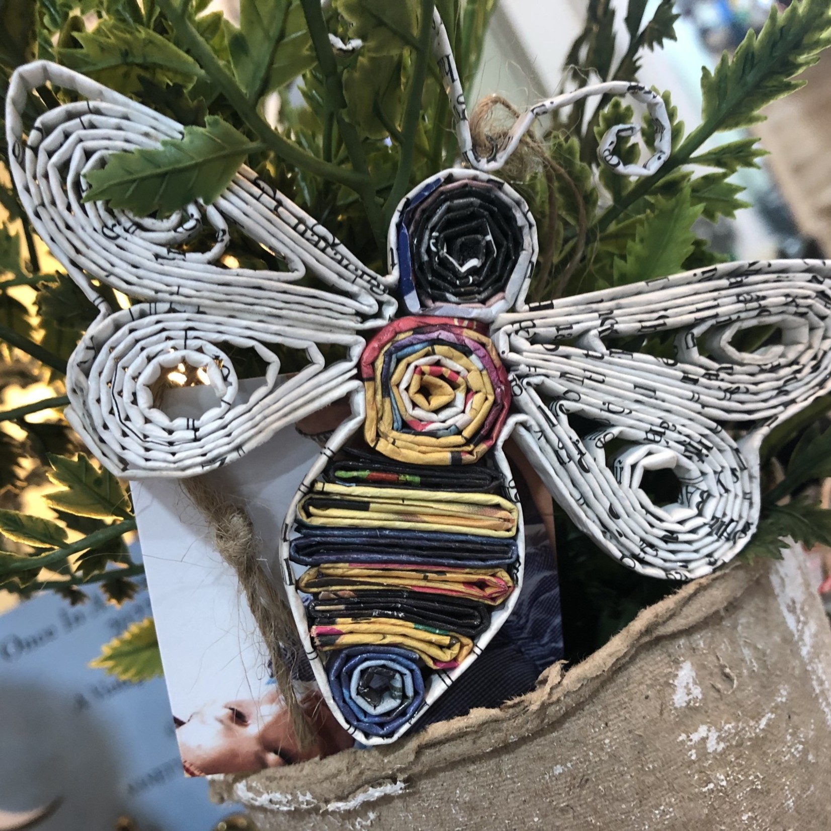 Lima Bean Recycled Paper Bee Ornament