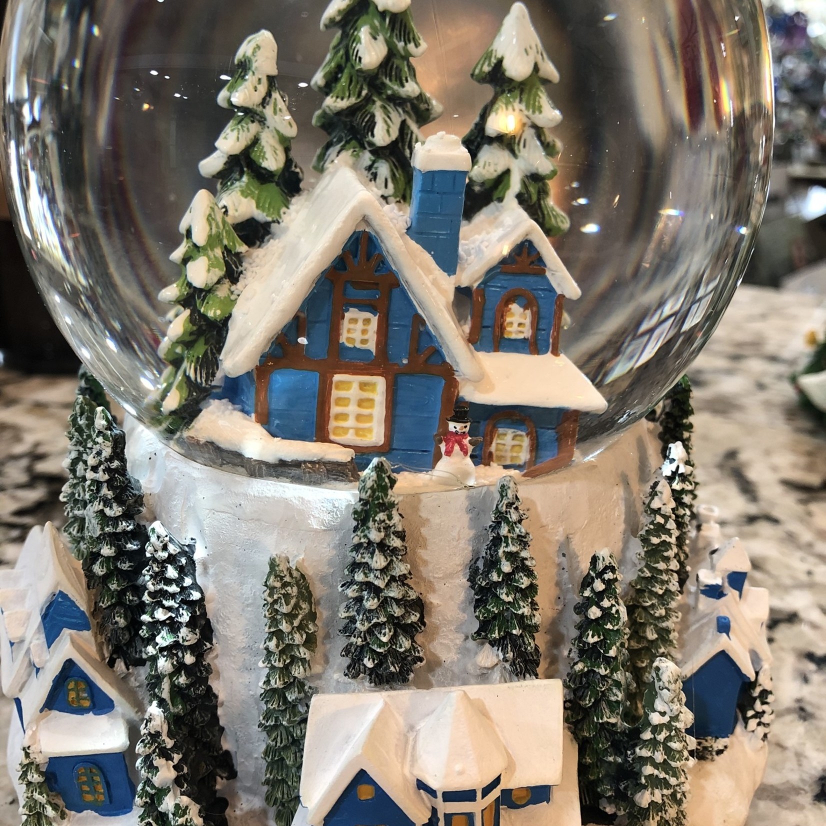 Lima Bean Blue House Christmas Snow Globe