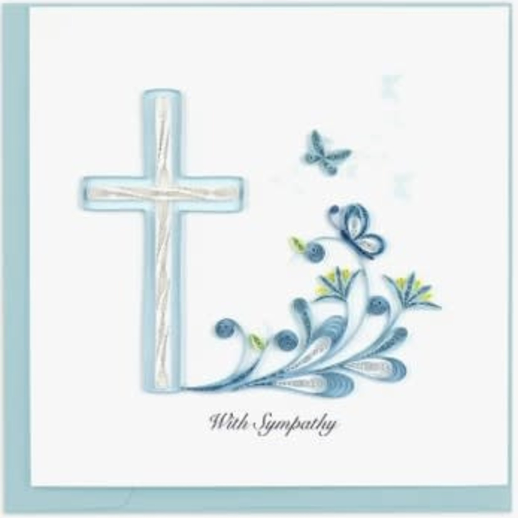 Lima Bean Quilled Card Sympathy Card with Cross