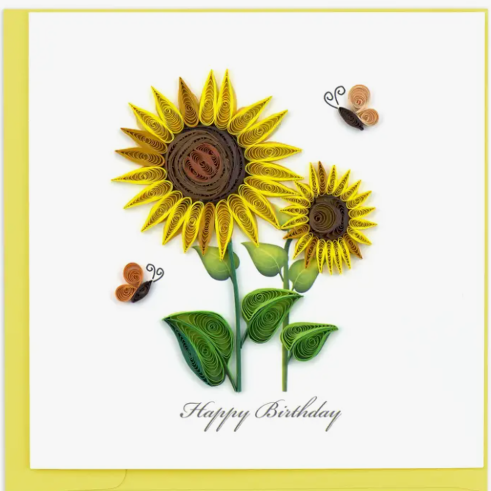 Lima Bean Quilled Card - Birthday Sunflowers