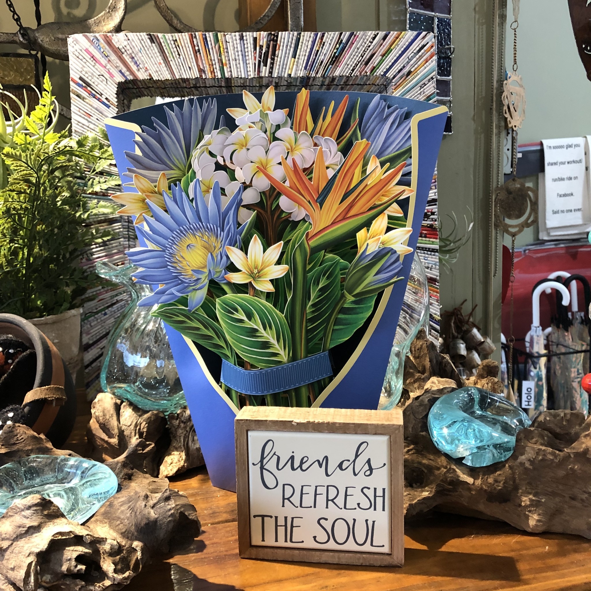 Pop up Greeting Card Tropical Bloom Lima Bean Glassworks & Gifts