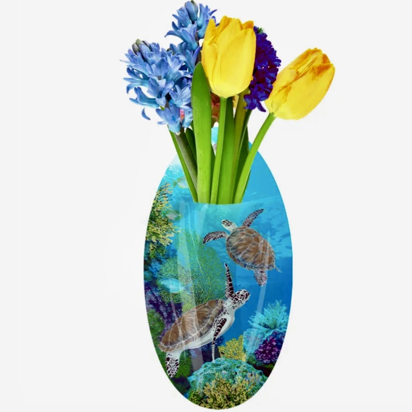 Lima Bean Suction Cup Vase - Sea Turtles Oval