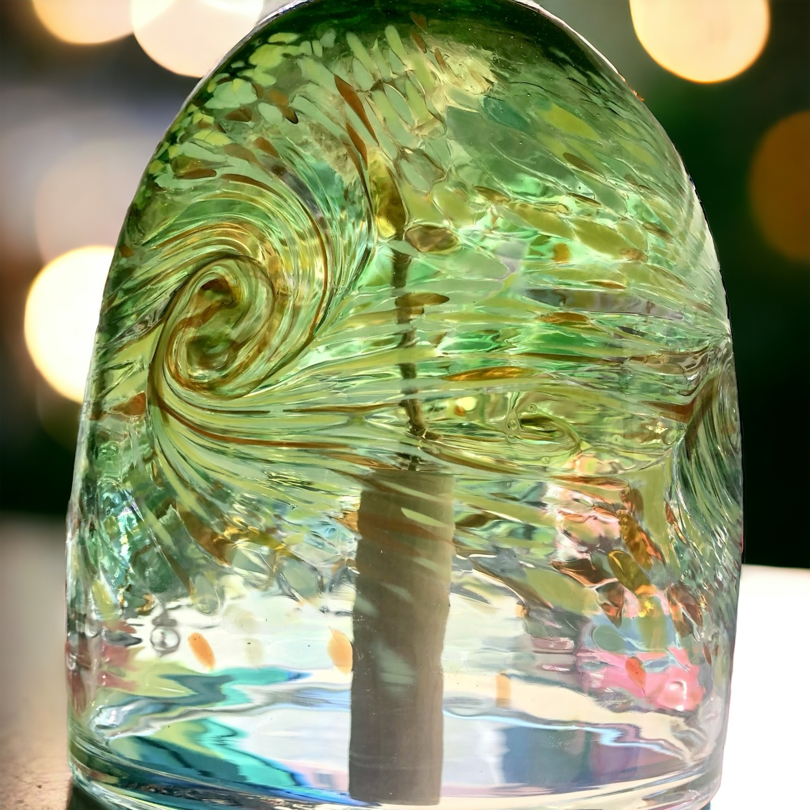 Lima Bean Bell - Green Blown Glass 8”
