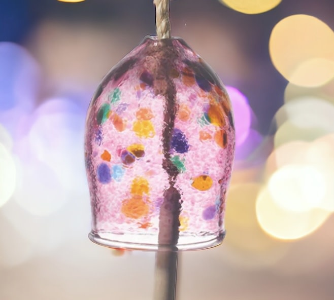 Glass Bell Kitras 4" Pink Lima Bean Glassworks & Gifts