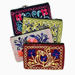 Lima Bean Embroidered Floral 1-Zip Accessory Pouch