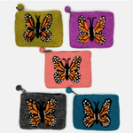 Lima Bean Monarch Butterfly Felt Coin Purse - Purple