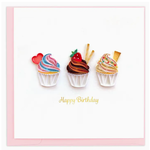 Lima Bean Quilled Greeting Card -  Birthday Cupcakes