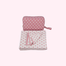 Pink Polka Dot Organic Diaper Set w/Blanket & Burp Cloth