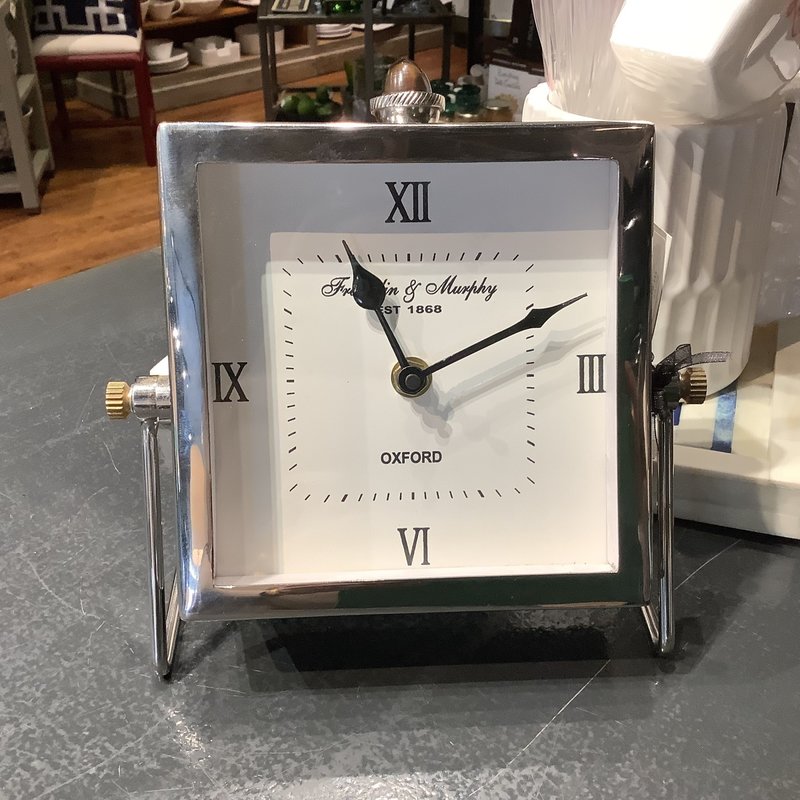6" Square Silver Border Clock