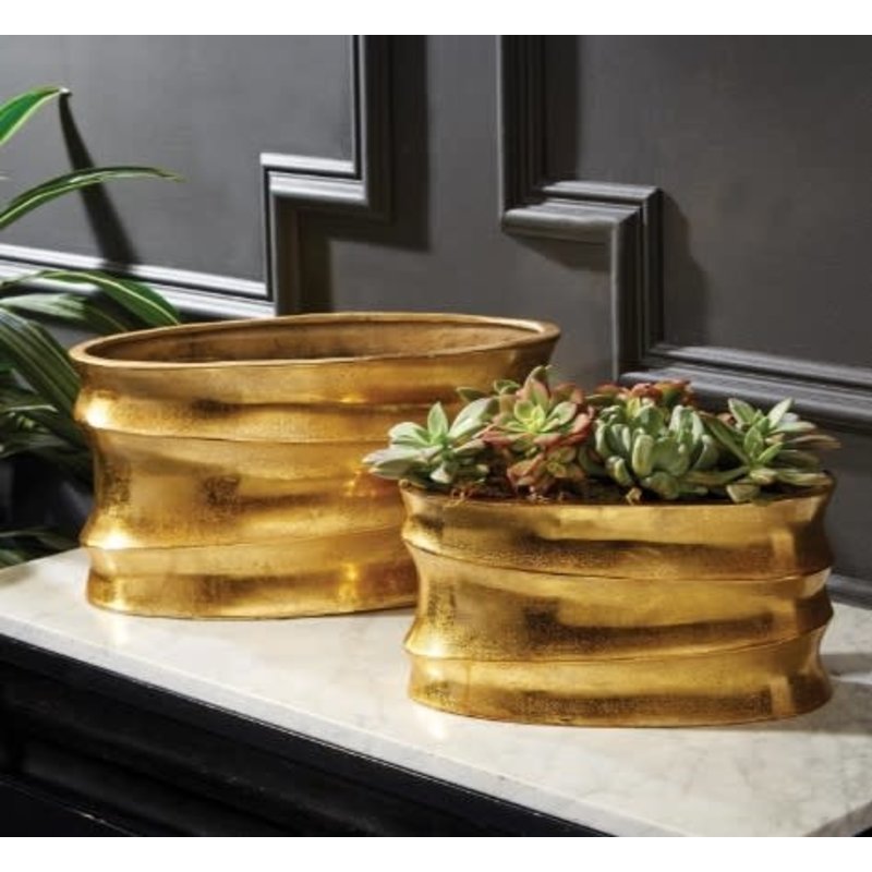 Small Gold Metal Planter 12 x 6