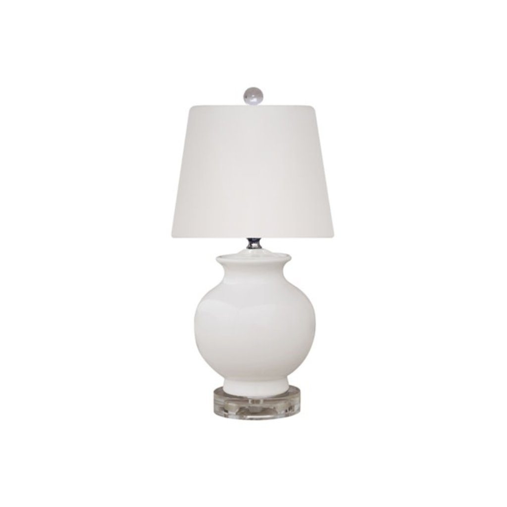 White Mini Lamp Crystal Base15"