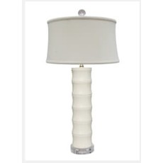 Dove White Tall Lamp, Crystal Base, 30"