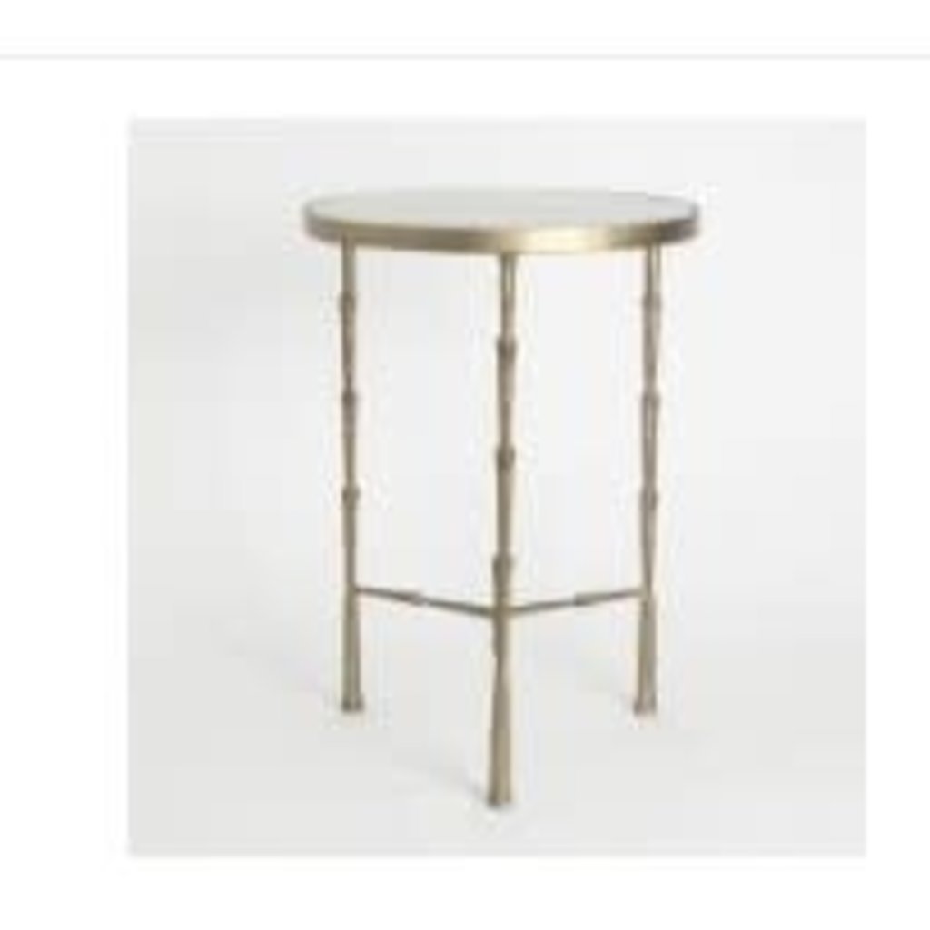 Spike Accent Table, Brass/Wht, 17"D x24"H