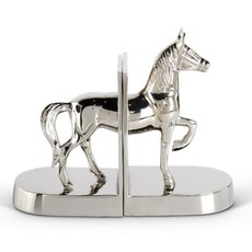Silver Metal Horse Bookends