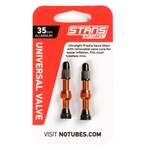 STAN'S NOTUBES STANS NO TUBES  ALLOY VALVE STEM - 35mm, PAIR ORANGE