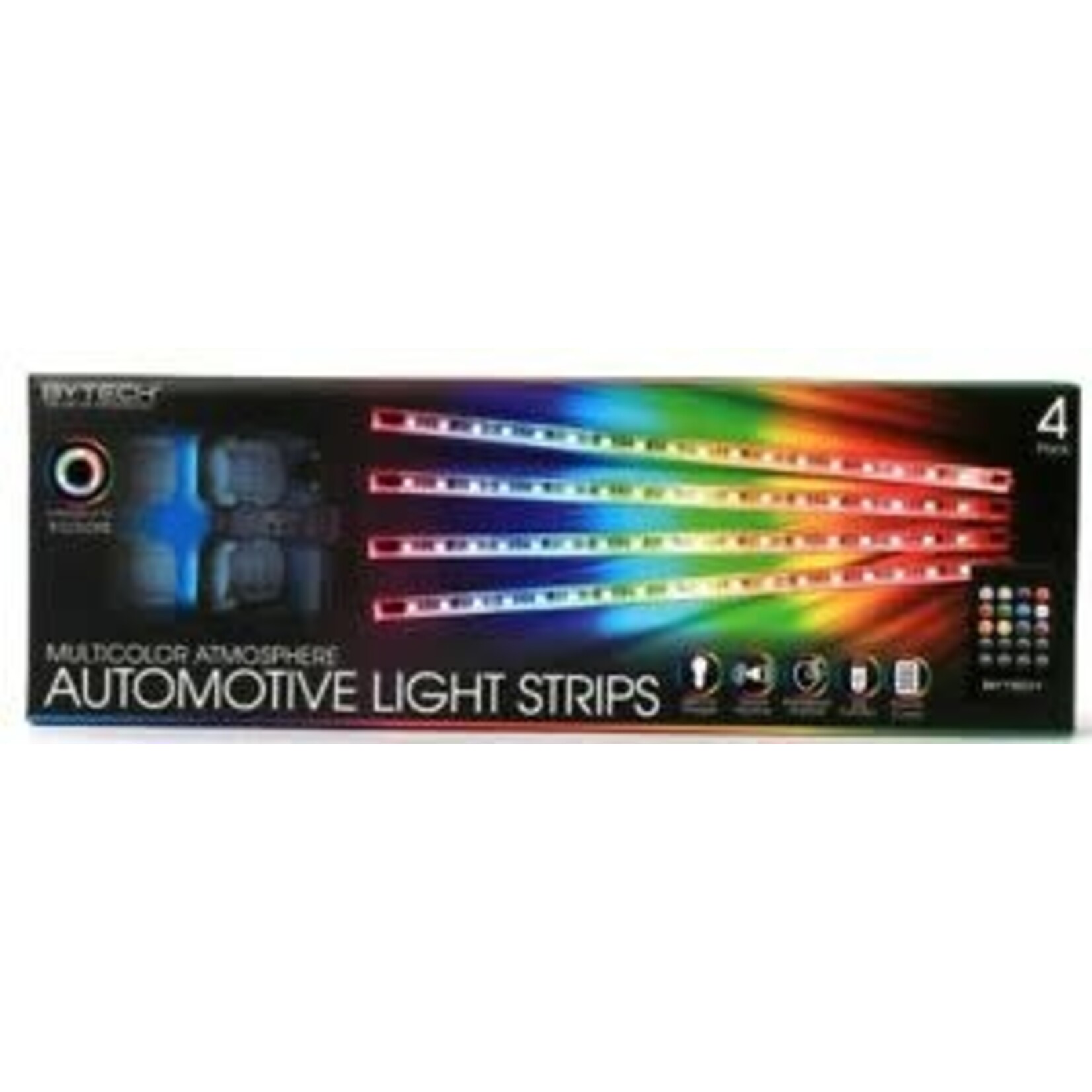 BYTECH Bytech BYOPCA223BK 4 Pk Multicolor Atmosphere Automotive Light Strips Changes Up To 8 Colors