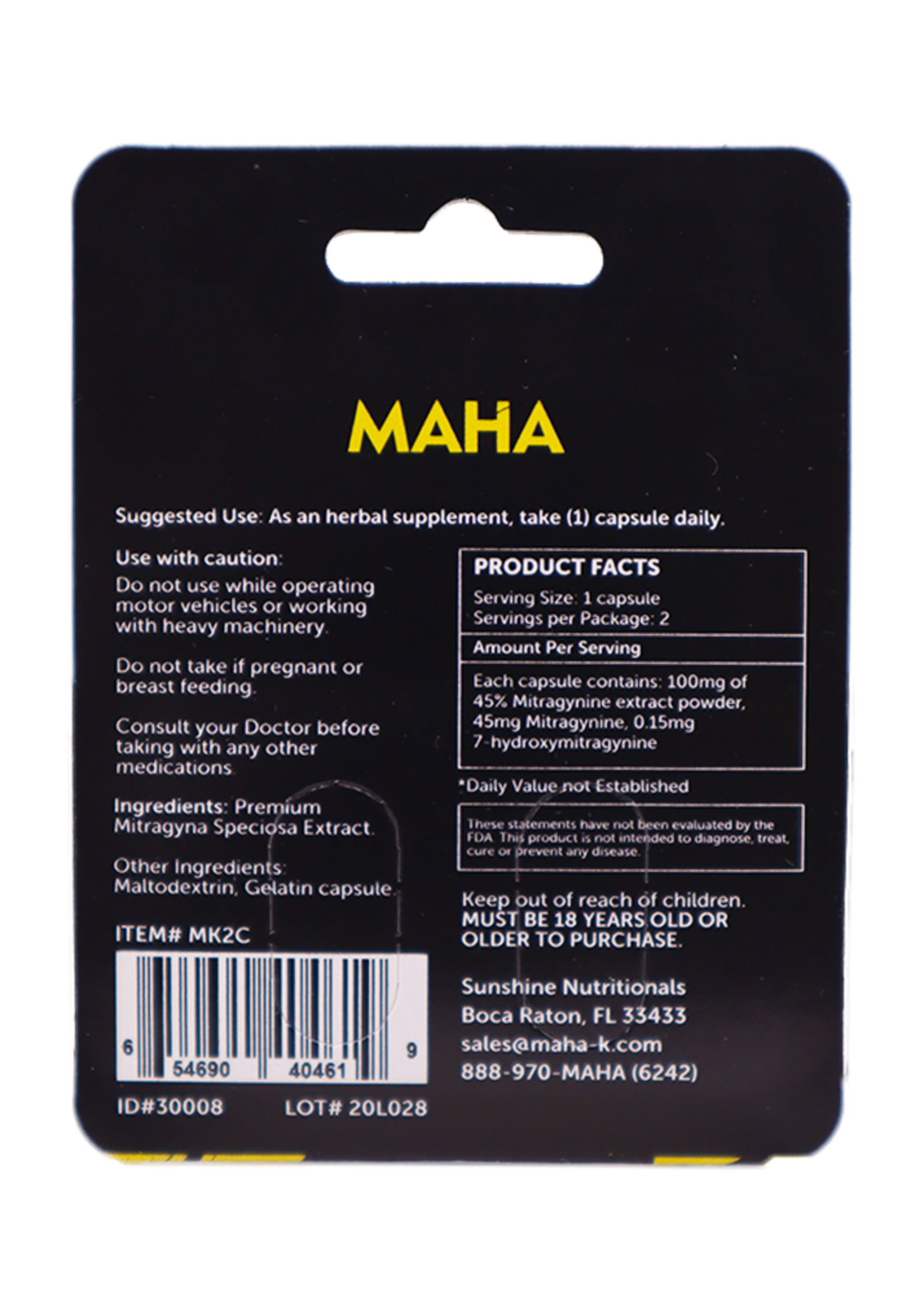 Sembuh Maha Kratom 2 ct 200mg 12 pack (single)