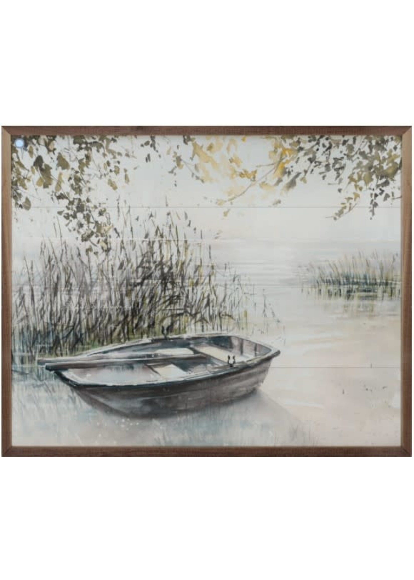 Wooden Boat on lake 20"x16"