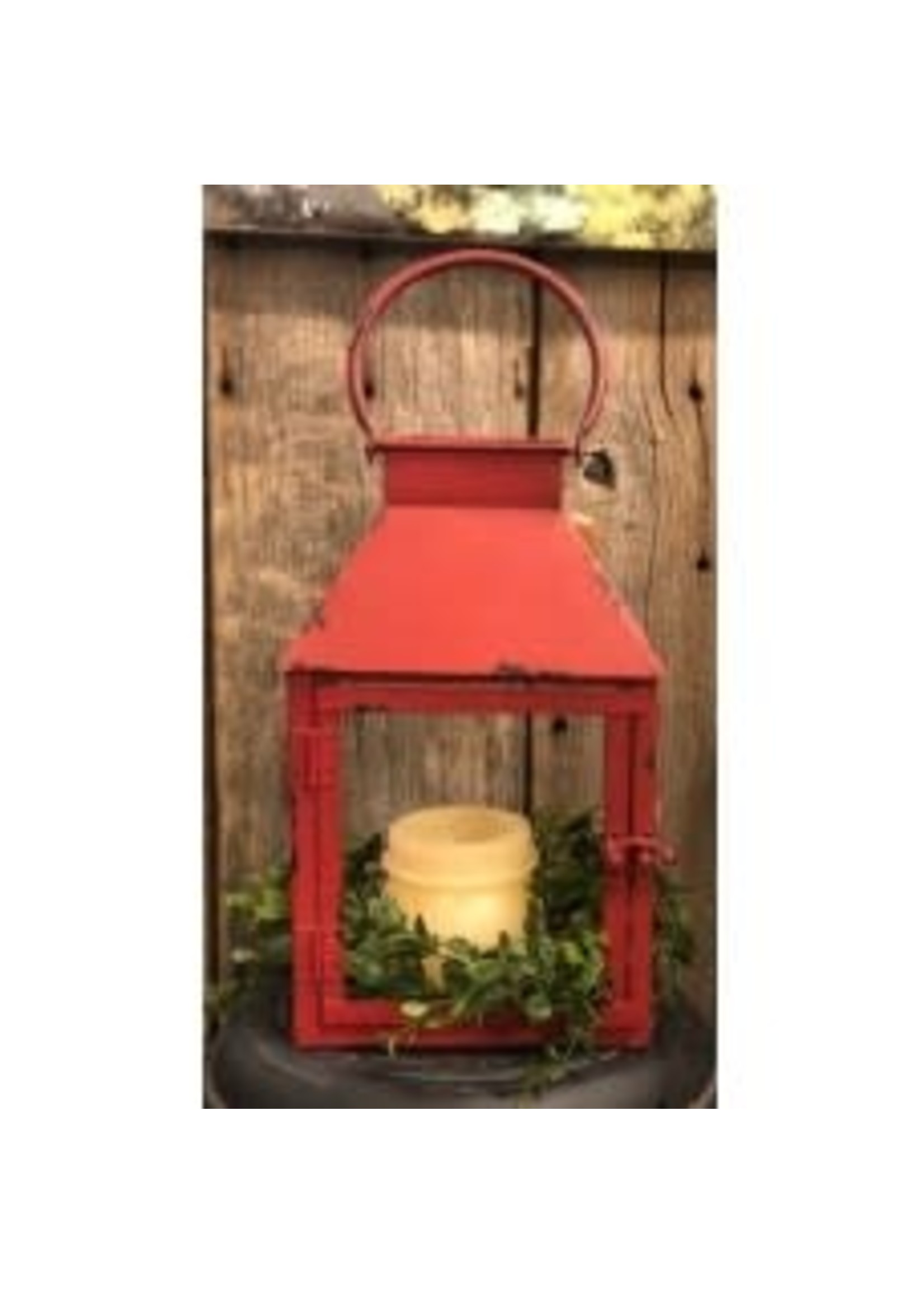 DNS Design Red Distressed Candle Lantern