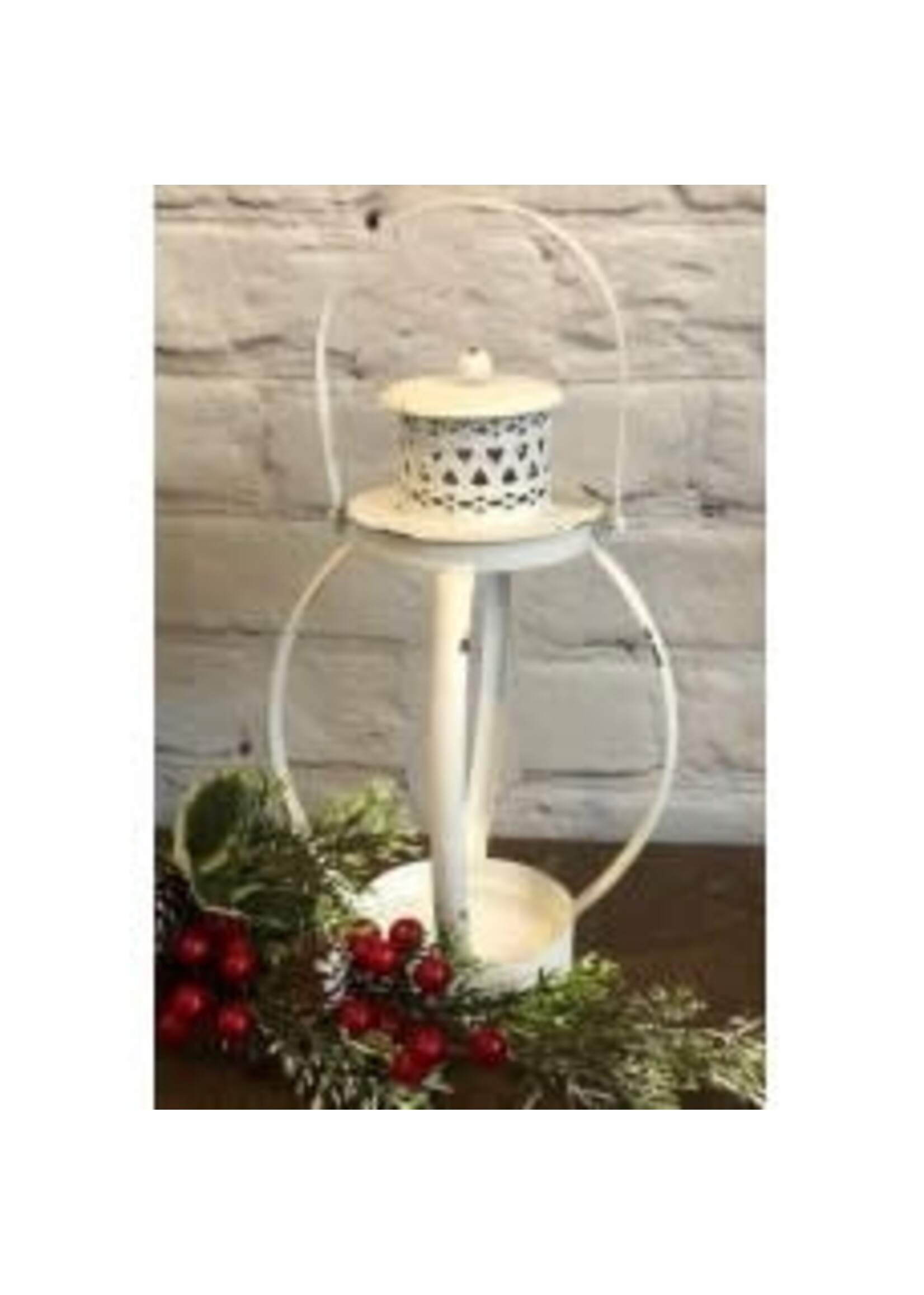 DNS Design White Distressed Round Lantern