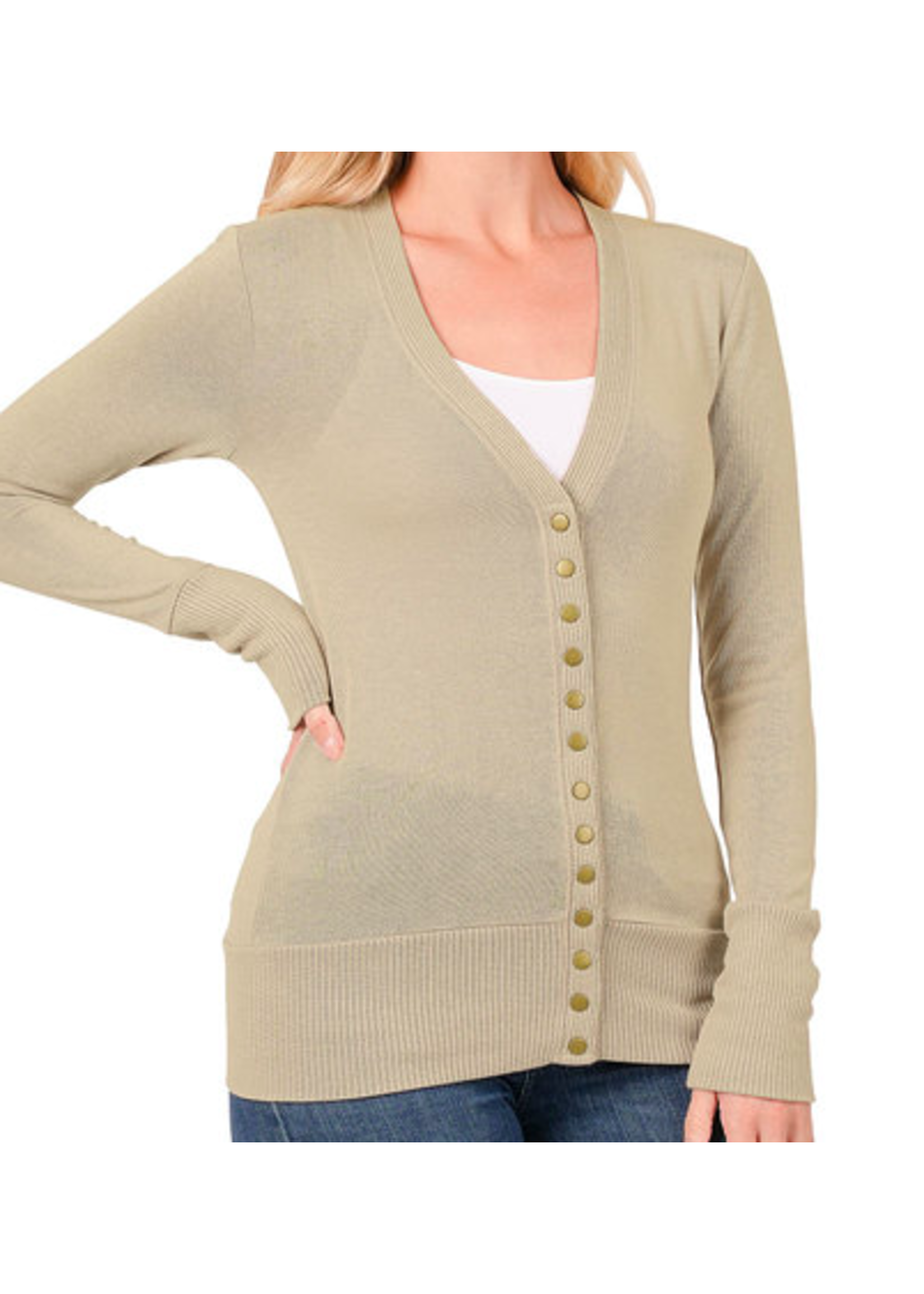 Zenana Snap Button Sweater Cardigan