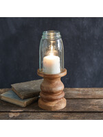 CTW Wooden Candle Holder with Mason Jar Chimney