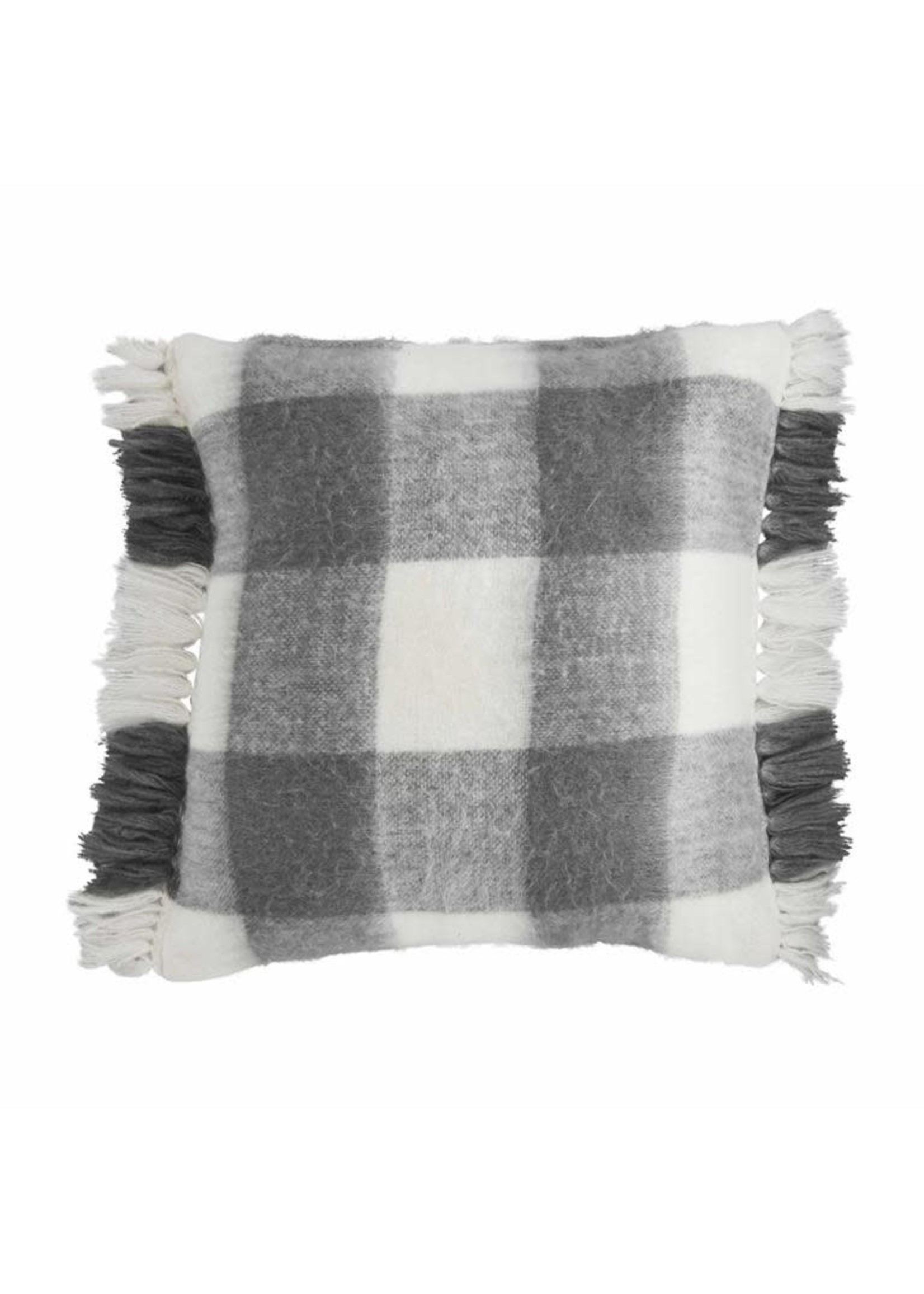 Gray Checked Brushed Pillow