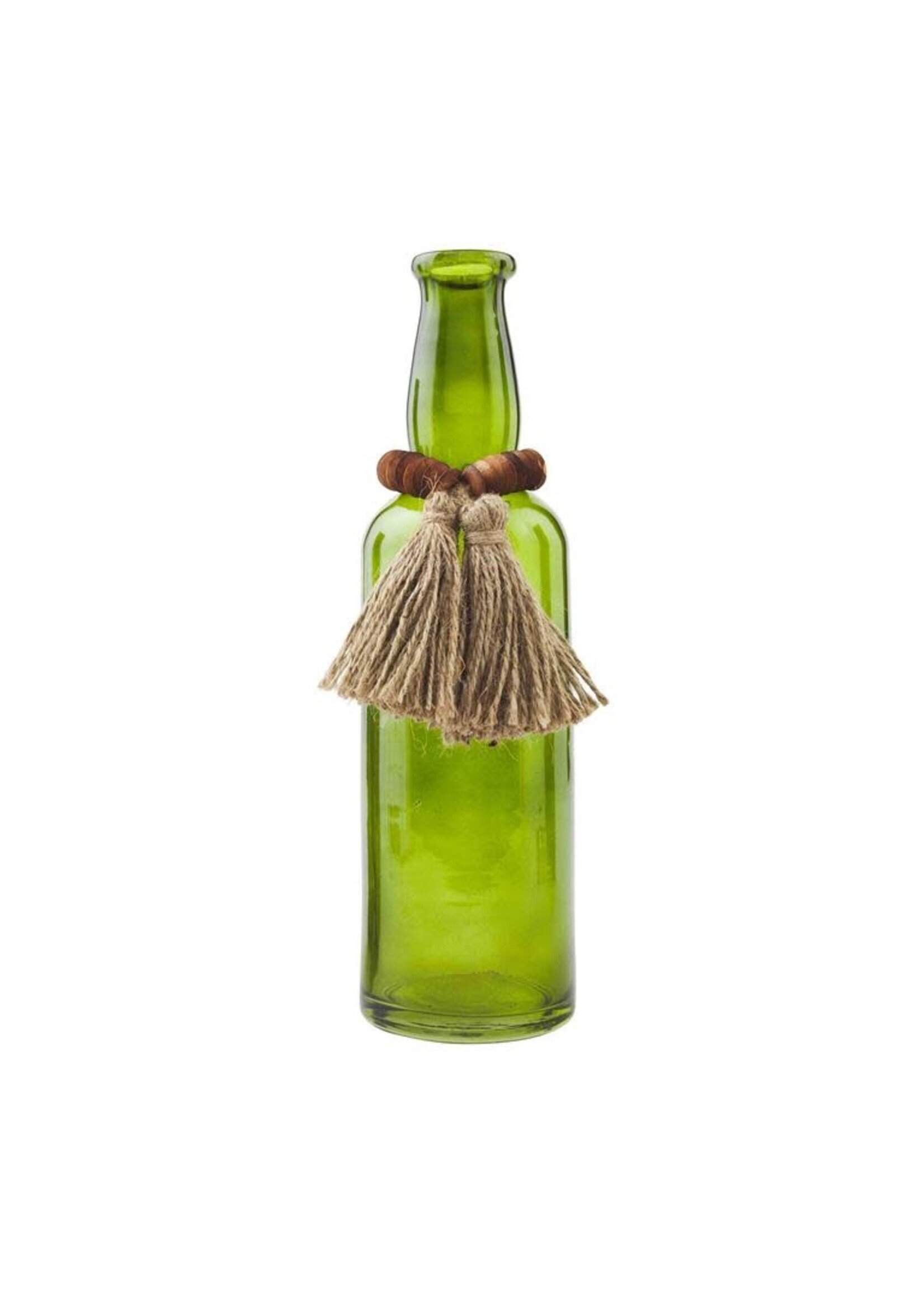 Beaded Green Bottle