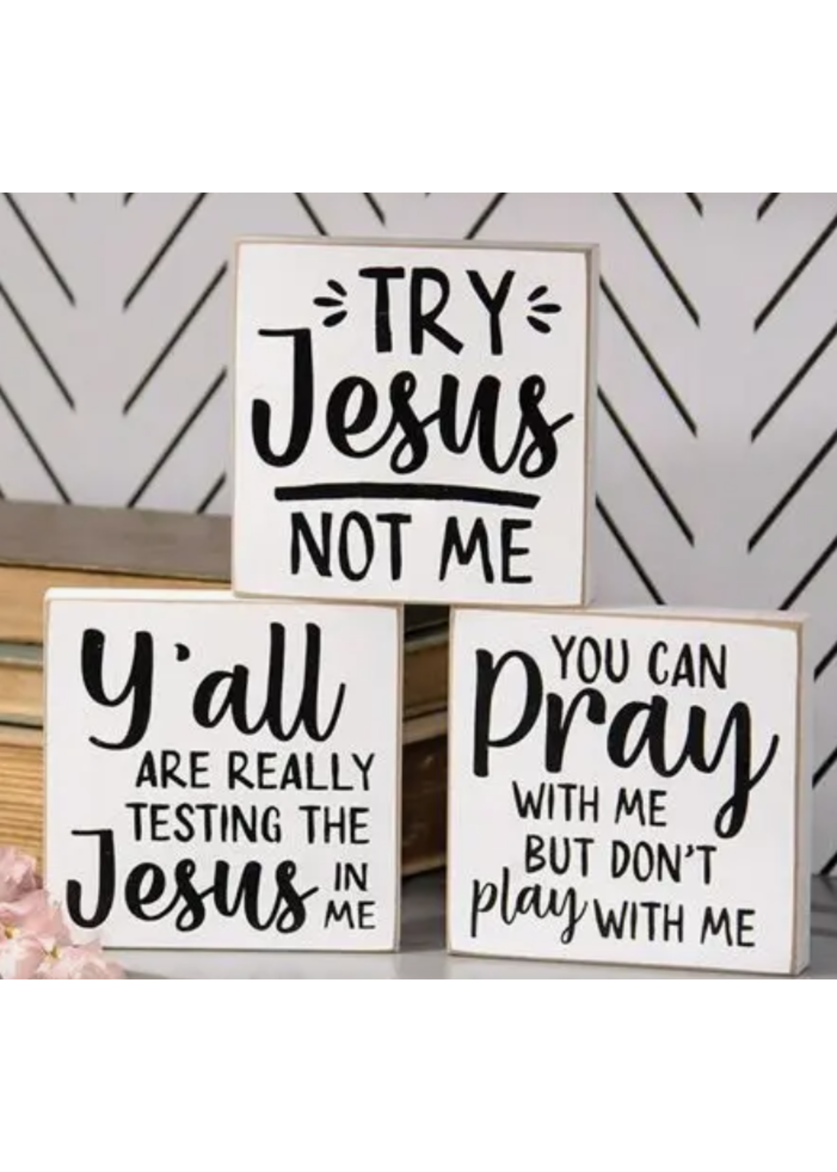 Try Jesus Not Me Square Block, Assorted