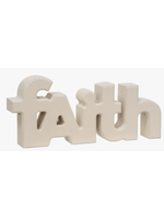 Wooden "Faith" Block, Cream