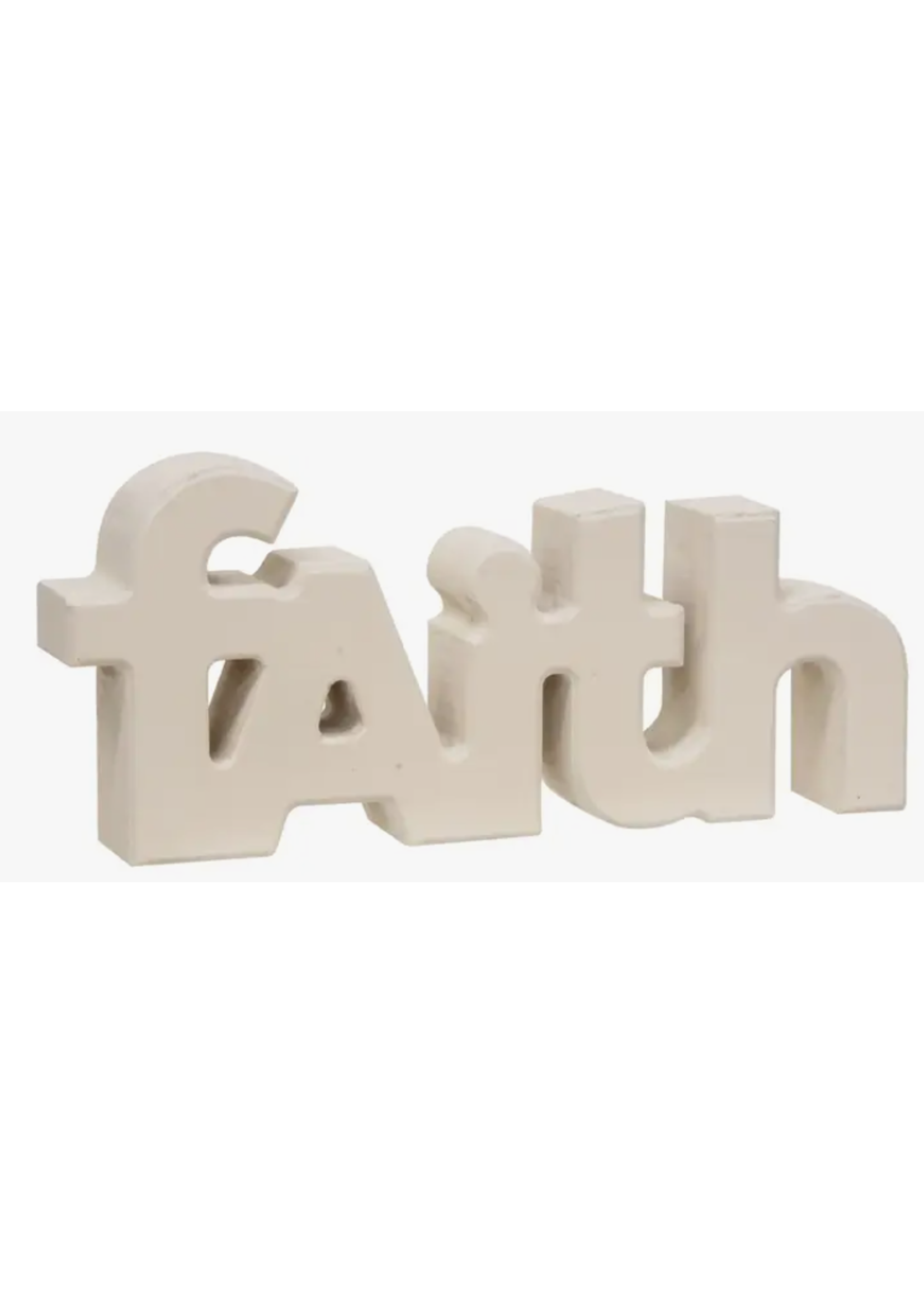 Wooden "Faith" Block, Cream