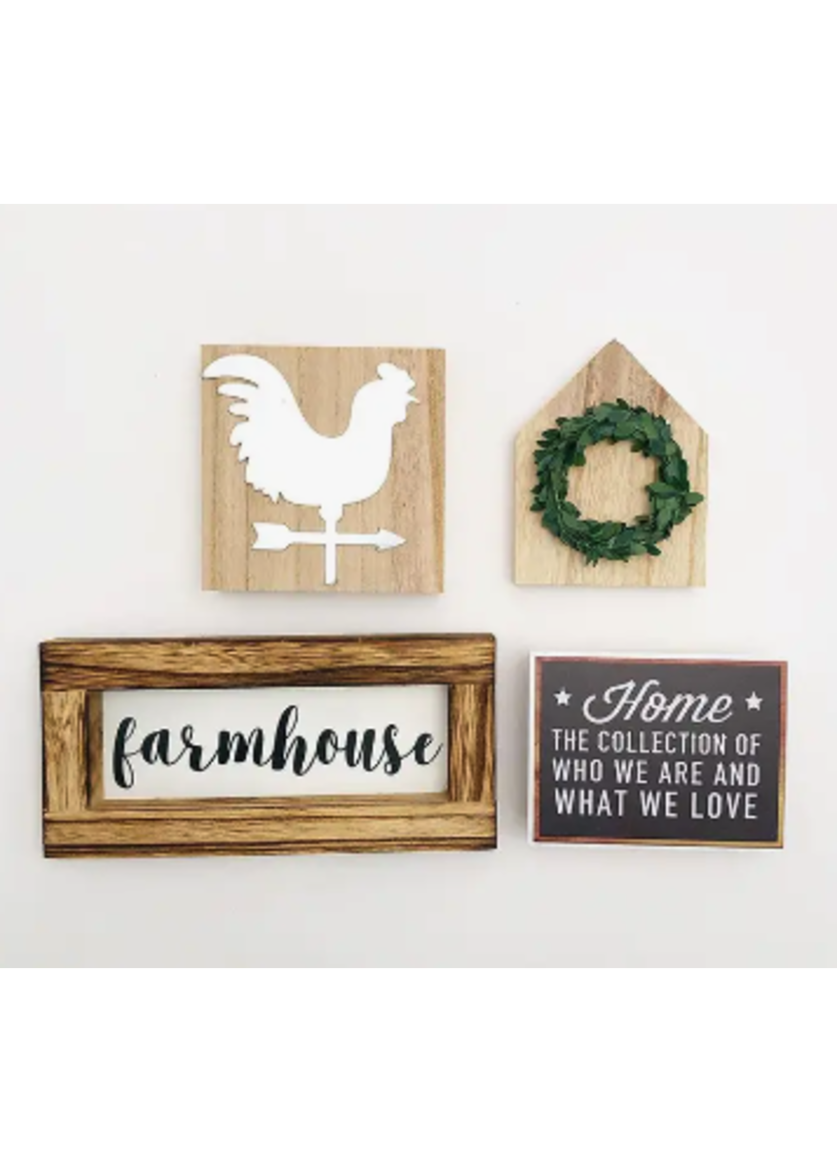 Foundations Decor Farmhouse Kit (Frame, Felt Sign, Mini House, Rooster)