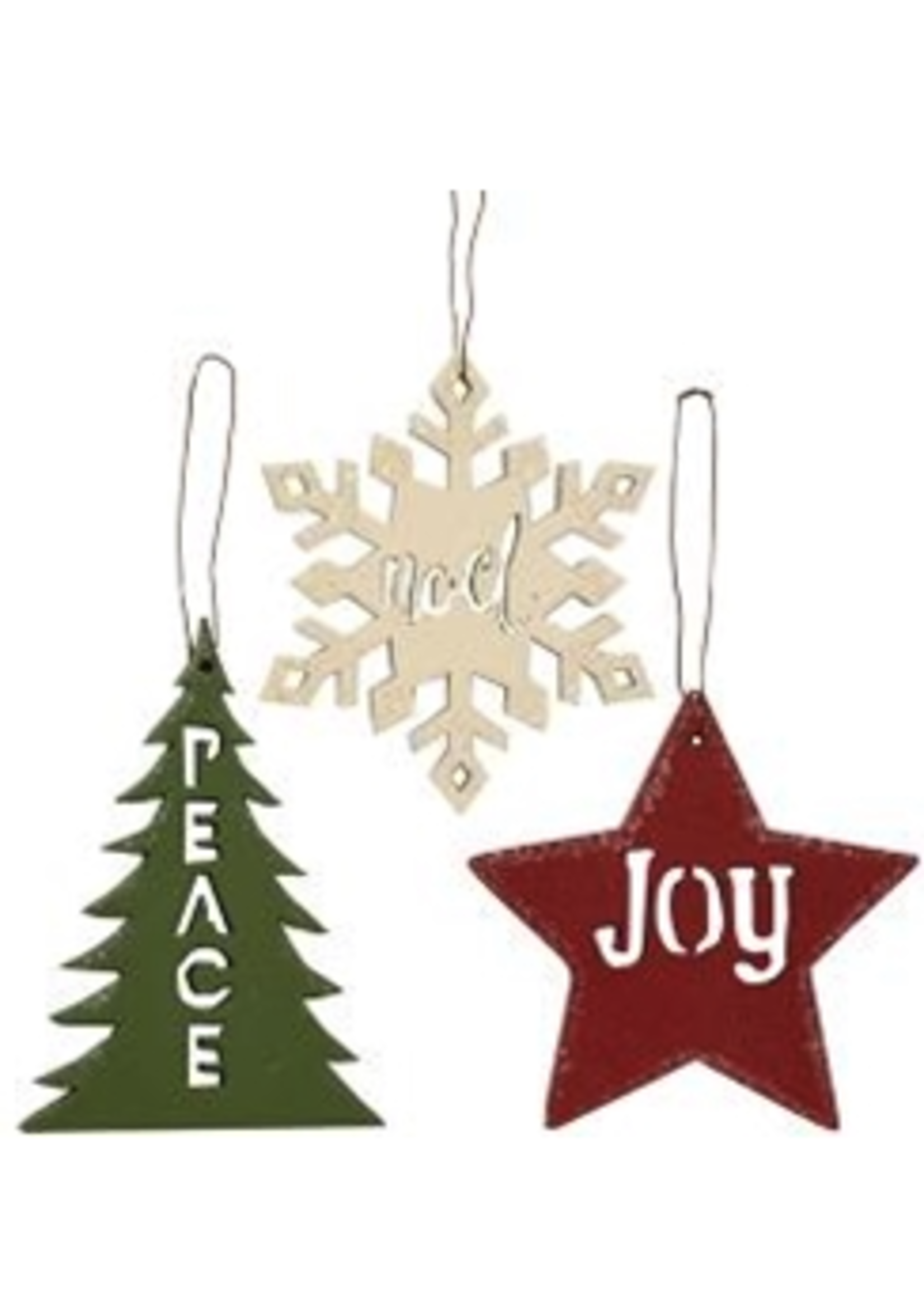CWI Gifts Peace, Joy, Noel Ornament Asstd
