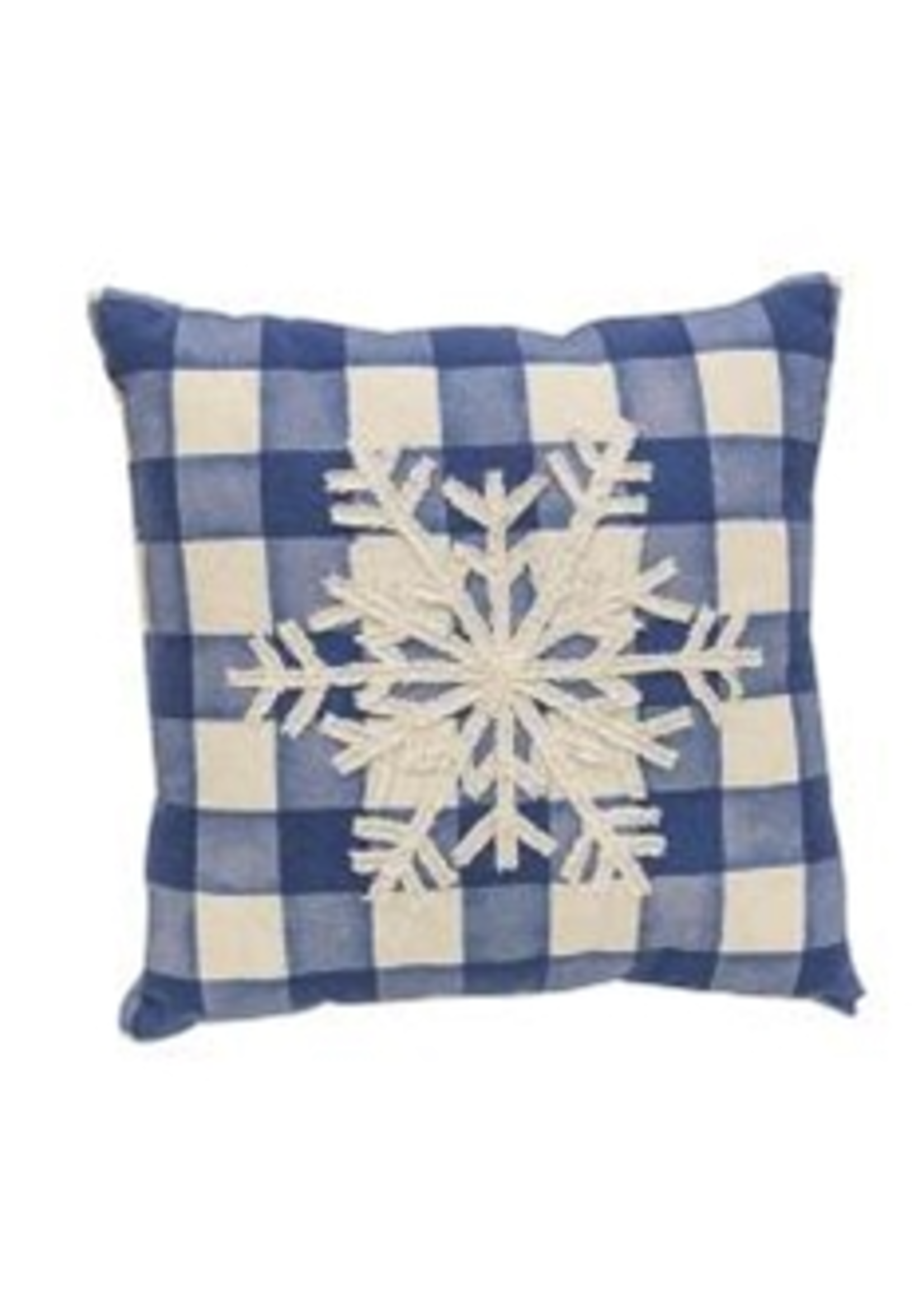 CWI Gifts Blue Check Snowfall Pillow 10"x10"
