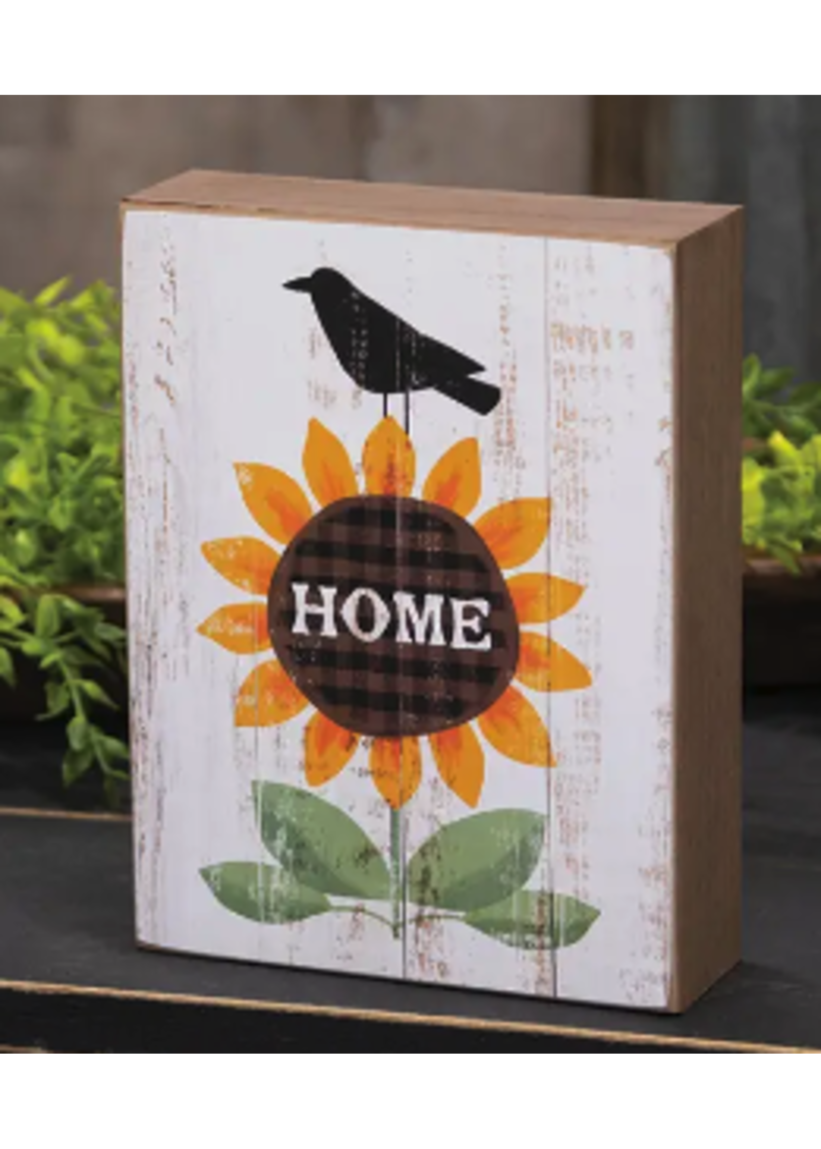 The Hearthside Collection Crow & Home Sunflower Box Sign