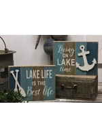 DNS Design Living On Lake Time /Lake Life Block Signs