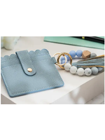 American Leather Goods Leather Keychain Wallet with Wristlet Bangle Bracelet Blue