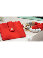 American Leather Goods Leather Keychain Wallet with Wristlet Bangle Bracelet Red