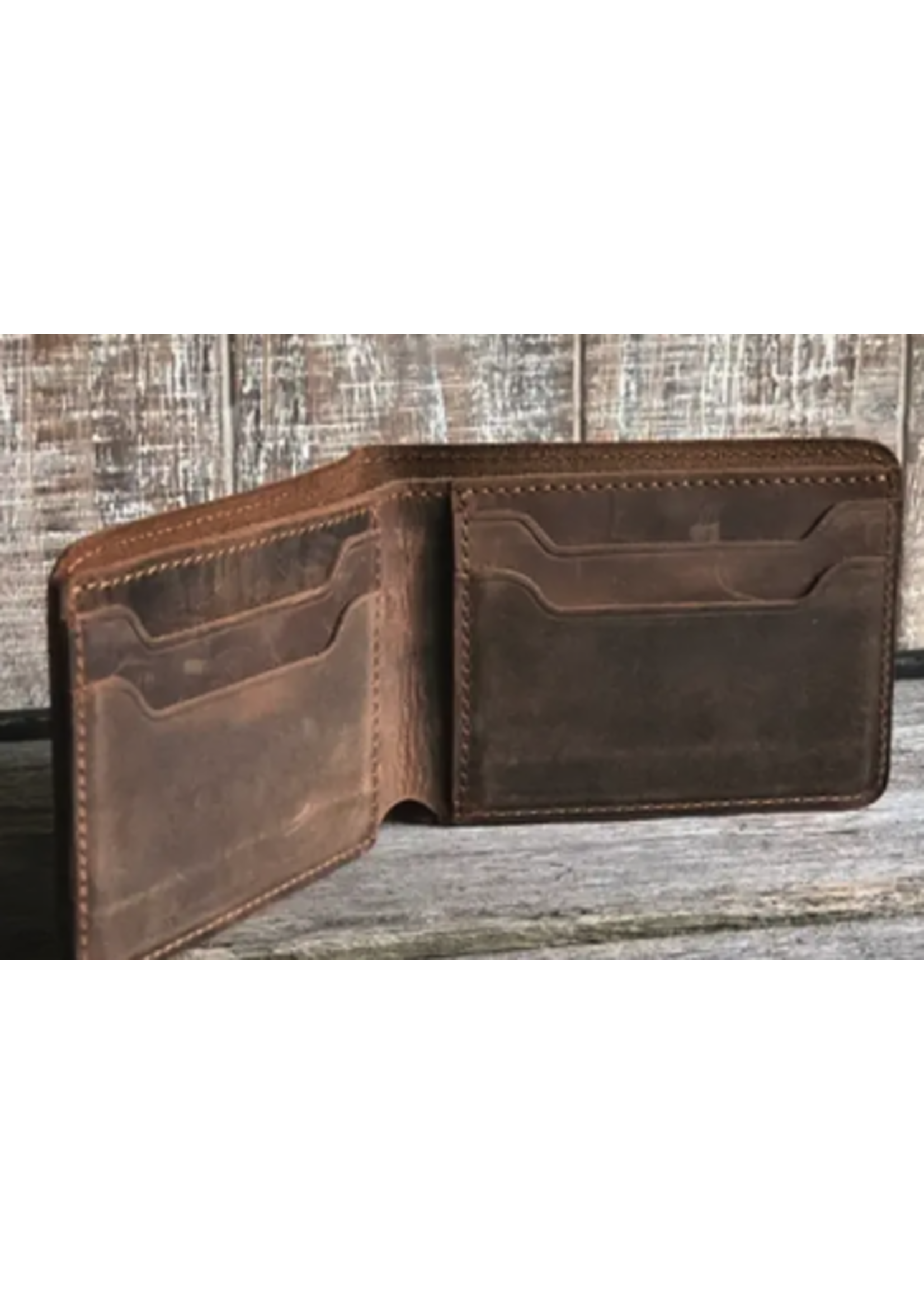 American Leather Goods Genuine Leather Bifold Wallet Handmade Wallet For Men Rustic Brown