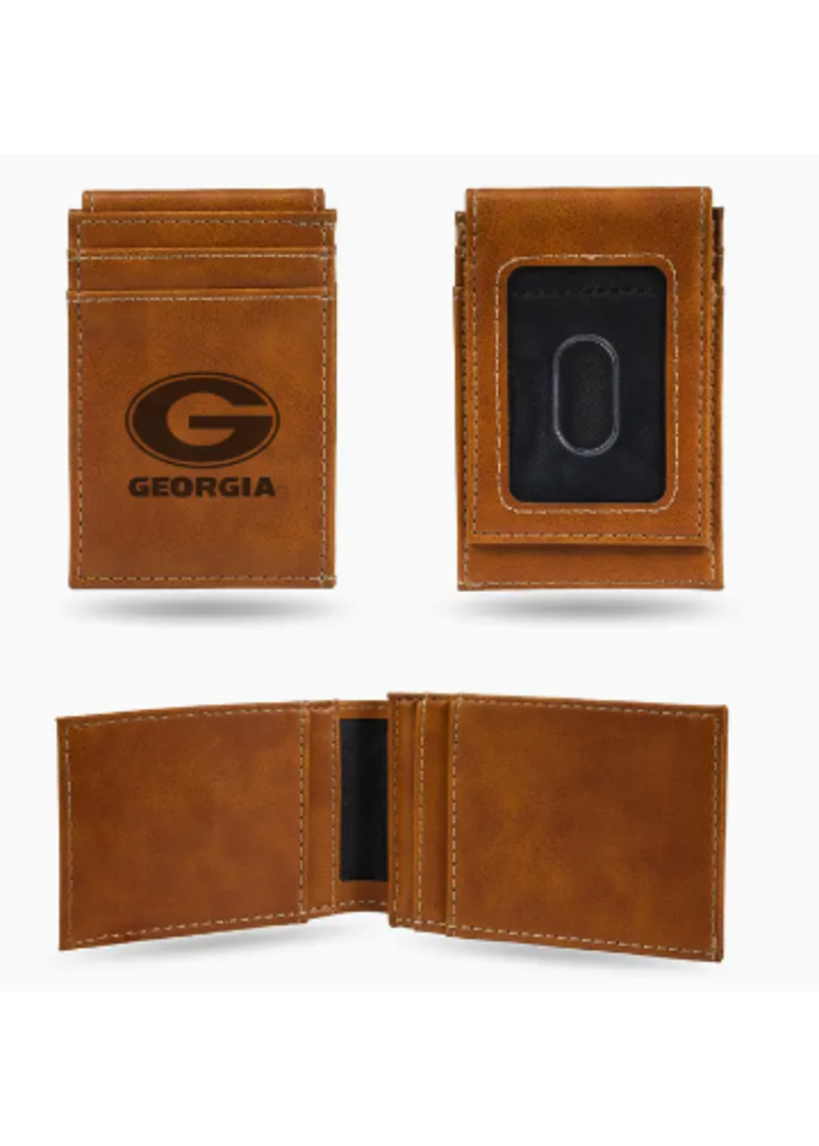 Rico Industries Front Pocket Wallet Laser Engraved GA Brown