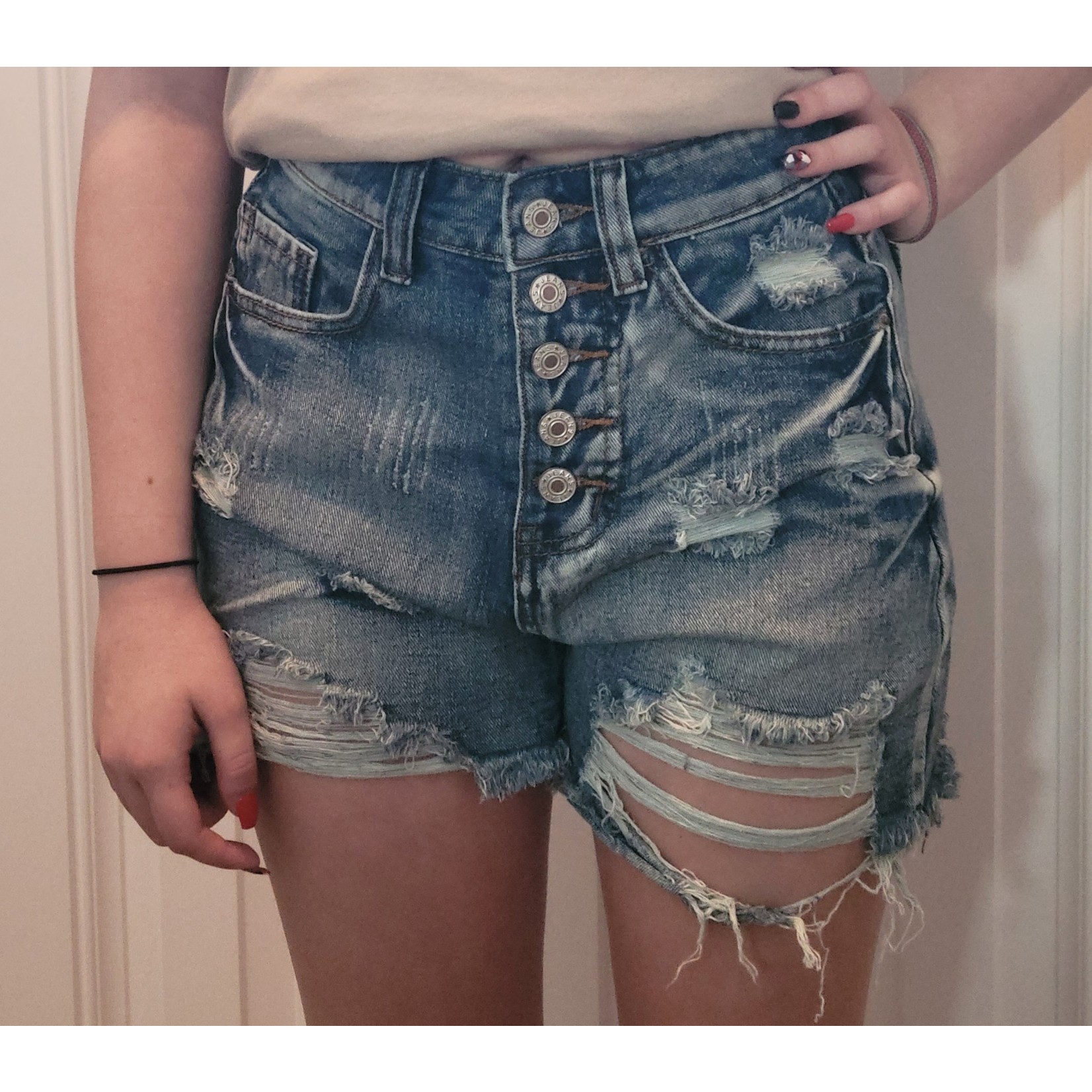5 Button Jean shorts - Maddie E's 