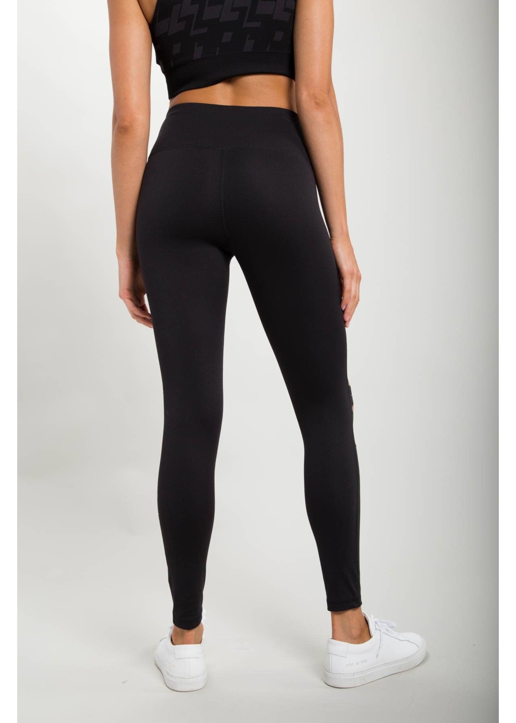 Laser Cut High Waist Leggings BLACK 