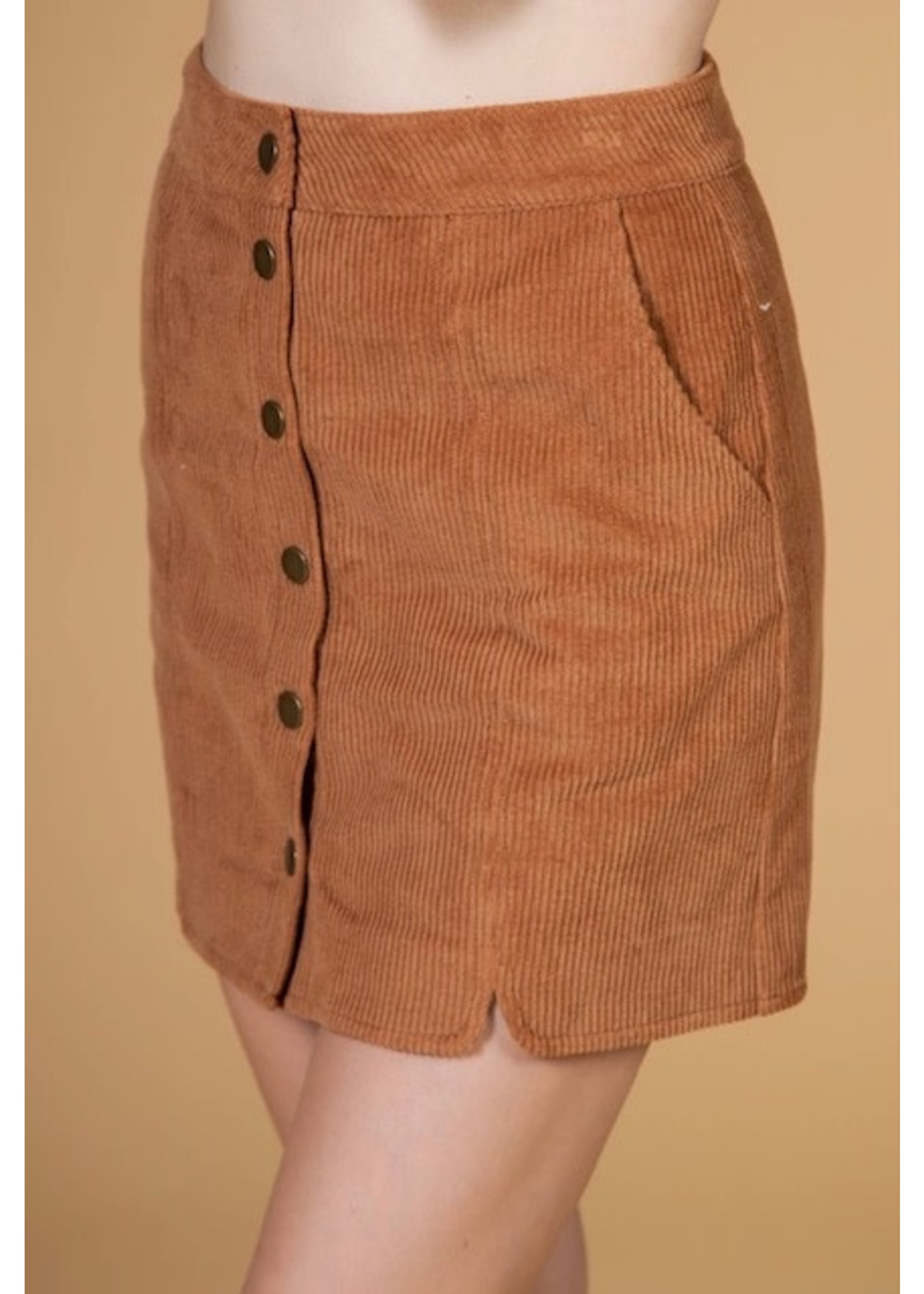 Very J The Bailee Button Down Corduroy Skirt - Bonnie + Willow Boutique