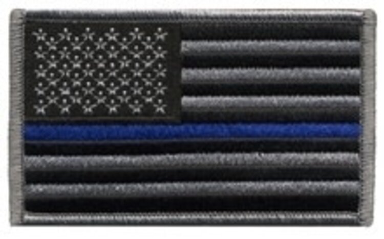 Hero's Pride U.S. Flag, Grey/Black, Blue Stripe, Grey Border, 3-3/8 x 2“