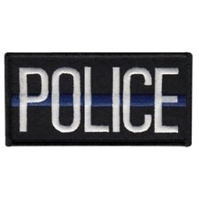 Hero's Pride POLICE - White on Black, with Blue line, Black border - 4 X 2”