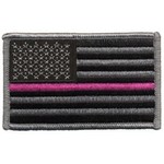 Hero's Pride U.S. FLAG, Grey/Black w/Pink Stripe - 3-3/8 x 2”