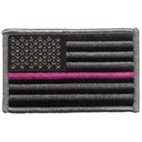 Hero's Pride U.S. FLAG, Grey/Black w/Pink Stripe - 3-3/8 x 2”
