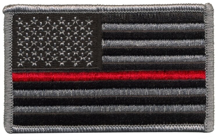 Hero's Pride U.S. Flag, Grey/Black, Red Stripe, 3-3/8 x 2“
