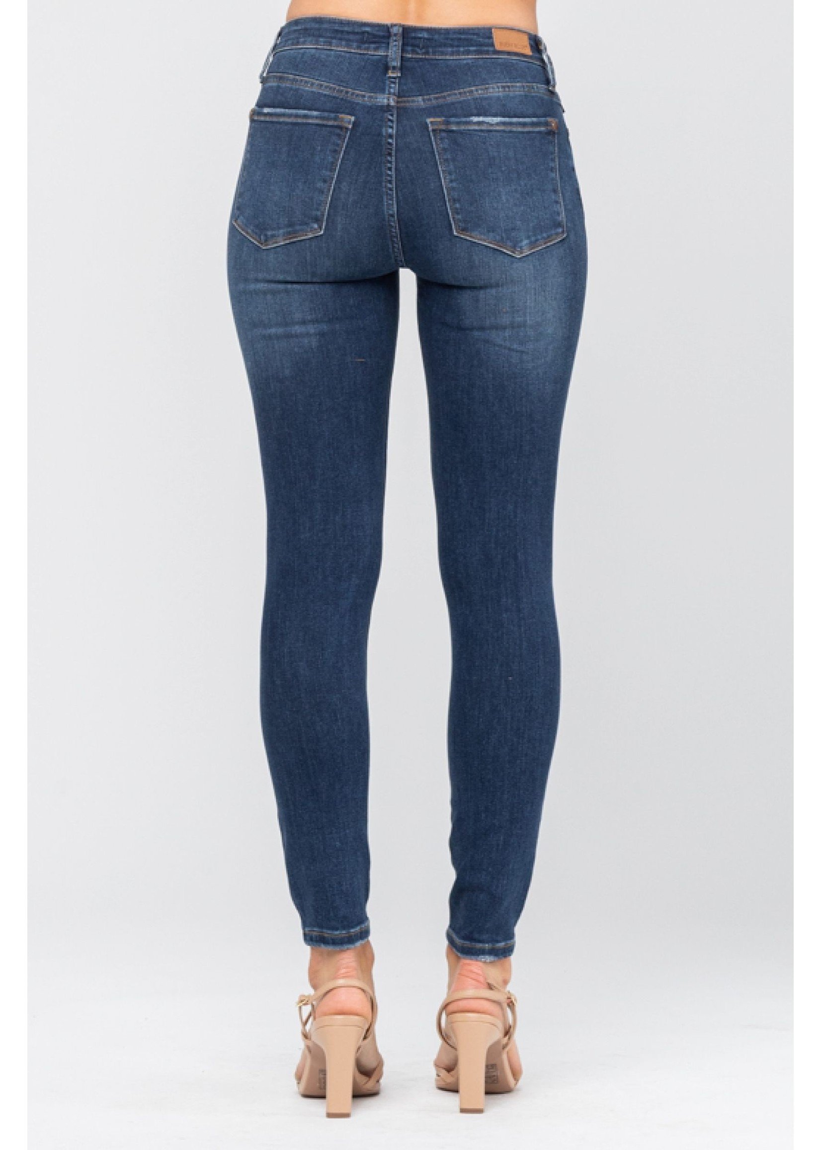 BUTTON FLY SKINNY JEANS