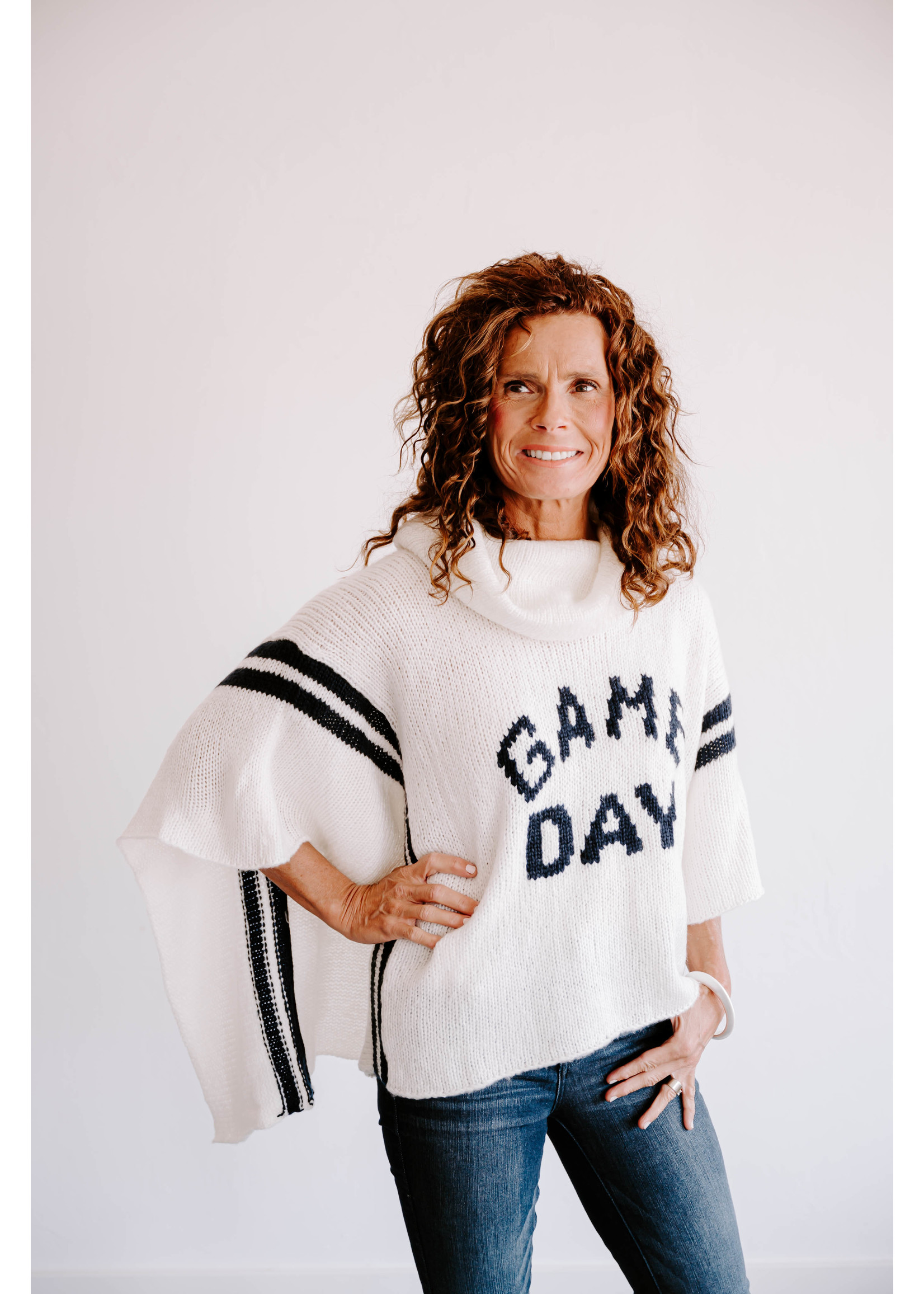 GAME DAY COWLNECK PONCHO